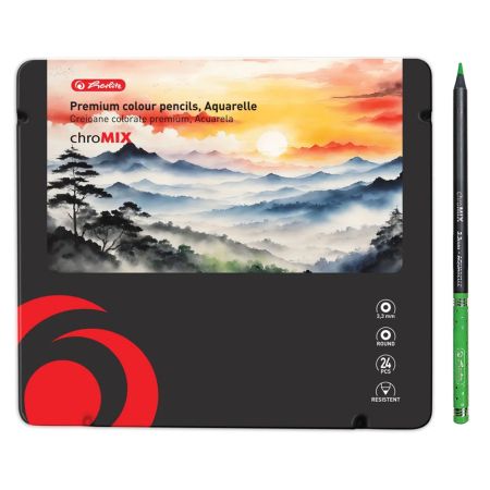 Creioane colorate acuarela HERLITZ ChroMIX Aquarelle, 24 culori